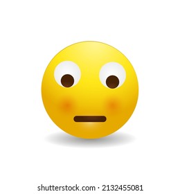 Looking to the down thinking emoji. Cartoon face, 3D stylized vector set  