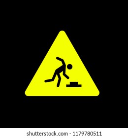 looking down warn sign icon concept.