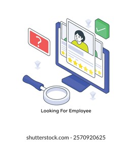 Looking For Employee isometric Colored illustration. EPS File stock illustration
