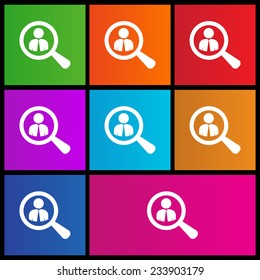 Looking For An Employee. Looking For Talent. Search for businessman. Flat icon design. Metro style