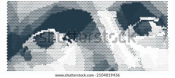 Looking eyes. Close-up portrait of a man.\
Digital vision. Security technology and surveillance. Pixel art. 3D\
vector illustration.