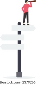 Looking forward, Search for right direction, business opportunity or success way, make decision or career path

