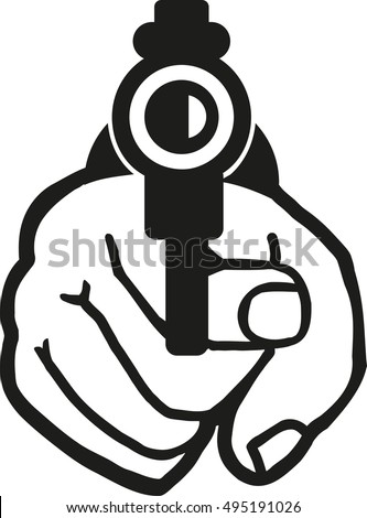 Looking in front of a gun in a hand