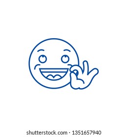 Looking good emoji line icon concept. Looking good emoji flat  vector symbol, sign, outline illustration.