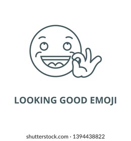 Looking good emoji vector line icon, linear concept, outline sign, symbol