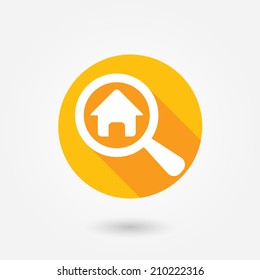 Looking For A Home. Flat icon design with long shadow