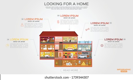 Looking for a home Infographics, Real estate presentation. Rent banner