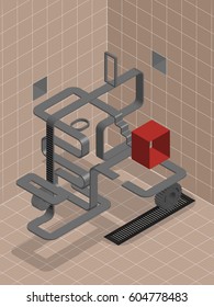 looking for how to go through maze and get to the ideas. the employee thinks how to pass the labyrinth. business concept the path to the idea.