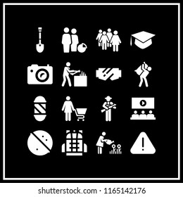 looking icon. This set with warning, relaxing, goggles and backpack vector icons for mobile and web