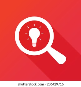 Looking For An Idea. Flat icon design with long shadow