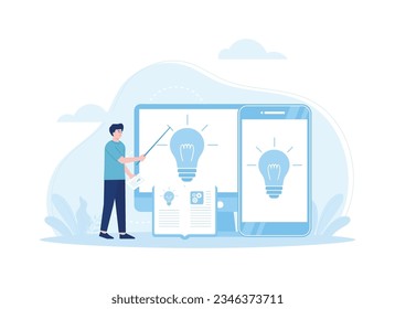 búsqueda de ideas concepto tendencia ilustración plana