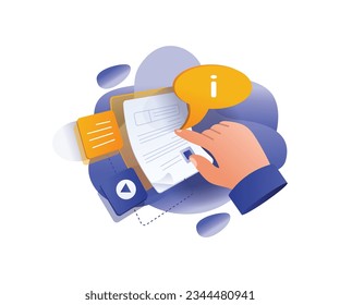 Looking for a lot of information with blog articles flat and isometric illustration