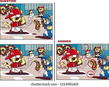 Looking for mistakes Quiz, cat baseball