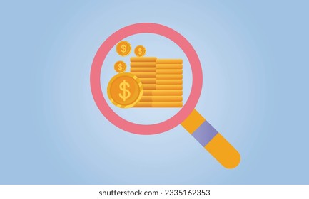 Looking For Money.on blue background.Vector Design Illustration.
