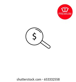 Looking For Money. Dollar Symbol under a Magnifying Glass.Money search vector illustration. Search dollar money icon, flat design best vector icon.