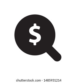 Looking For Money icon. Magnifying glass with dollar flat simple pictogram. Money Search vector illustration