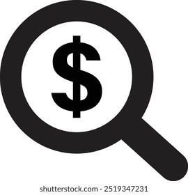 Buscando icono de dinero . Lupa con icono de dólar . Icono de búsqueda de dinero Vector