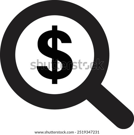 Looking for money icon . Magnifying glass with dollar icon . Money search icon vector