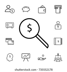 Looking For Money icon on the white background. set of finance icons