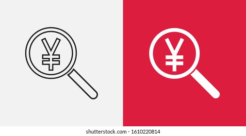 Looking for money. Search Japanese Yen or Chinese Yuan money.  Vector illustration icon