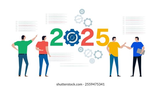 Looking at new year 2025 discuss target in business company concept of gear industry technology cooperation collaboration