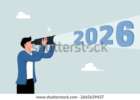 Looking for opportunities, HR looking for opportunities or targets for 2026, recruitment or finding career opportunity concepts, business HR looking through binoculars to find business opportunities.