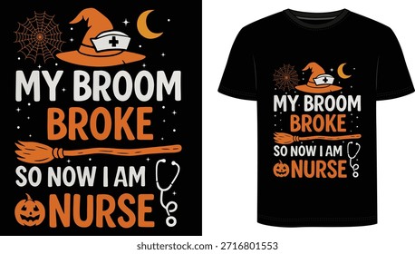 Procurando a mistura perfeita de assustador e profissional? Este design de "Minha Vassoura Quebrou Agora Eu Sou Enfermeira" é uma maneira hilária para os heróis da saúde exibirem seu espírito de Halloween.