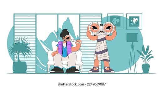 Looking for the perfect candidate. Young HR team holding binoculars and magnifier.