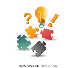 Looking for puzzle solution ideas concept illustration
