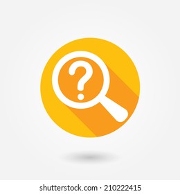 Looking For A Question. Flat icon design with long shadow