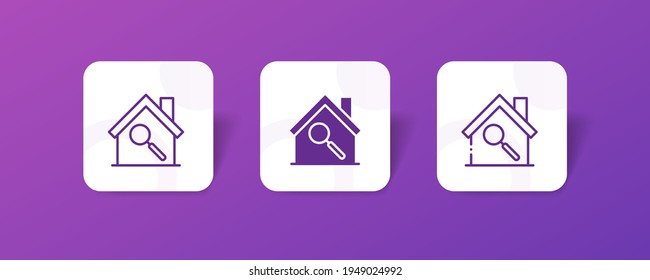 looking and searching home to buy pixel perfect icon set bundle in line, solid, glyph, 3d gradient style