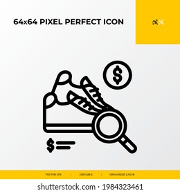 looking for shoe products icon.E-commerce Related Vector Line Icons.64x64 pixel perfect icons
