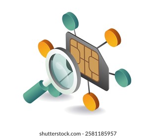 Looking for a smartphone chip card network concept illustration