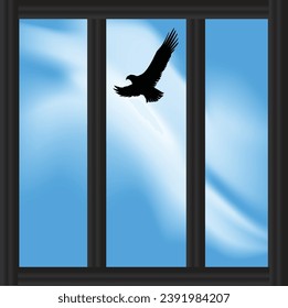 Looking at a Soaring Bird Out of a Prison Window