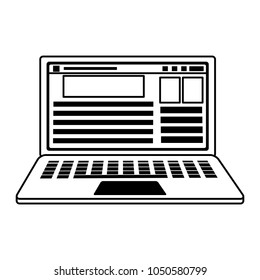 Looking social media on laptop