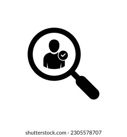 Looking For Someone Qualify. Find People. Focus. Zoom. Research. Icon qualify, find person, focus, status, browse, vector, search, tick, man