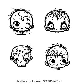 Looking for something cute and creepy Check out our kawaii zombie head collection. Each one Hand drawn with love, these illustrations are sure to bring some undead fun to your project