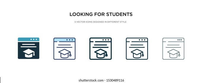 looking for students icon in different style vector illustration. two colored and black looking for students vector icons designed in filled, outline, line and stroke style can be used for web,