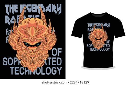 Looking for a unique and eye-catching t-shirt design Look no further than our Mecha Robot Head Illustration T-Shirt Design! This high-quality design is perfect for anyone looking to stand out with the