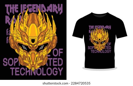 Looking for a unique and eye-catching t-shirt design Look no further than our Mecha Robot Head Illustration T-Shirt Design