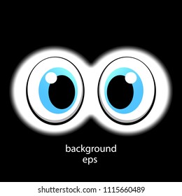 Looking vector eyes through binoculars. Watching the sight. Cartoon eyes. Vector illustration for your design.