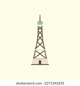 Petřín Lookout Tower in Prague. Flat style illustration. 