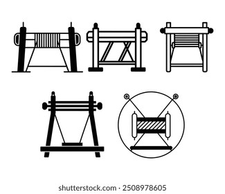 loom vector Pixel perfect, Editable stroke, Textile Industry, Automated, Fabric, Cotton.