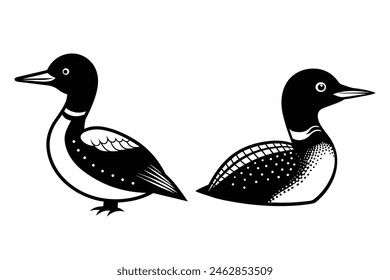 loon bird duck silhouette vector illustration
