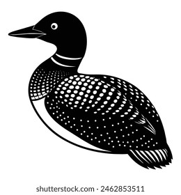 loon bird duck silhouette vector illustration