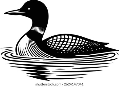 Loon Bird Swimming in Water