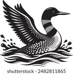 loon black silhouette style vector illustration art