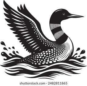 loon black silhouette style vector illustration art