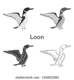 Loon color flat, line, simple, black and white concept icons set