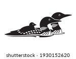 Loon family black and white vector icon